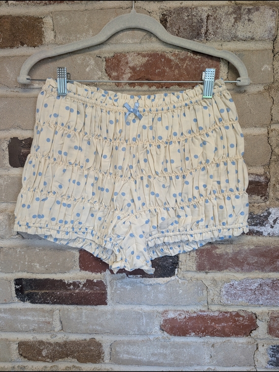 emory park Pants - emory park Cream and Light Blue Polka Dot Smocked High Waist Shorts